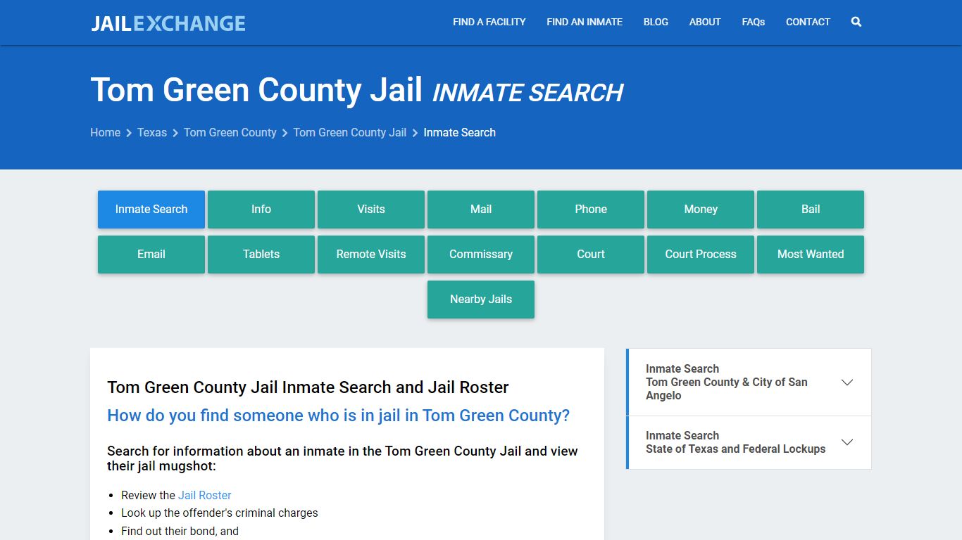 Inmate Search: Roster & Mugshots - Tom Green County Jail, TX